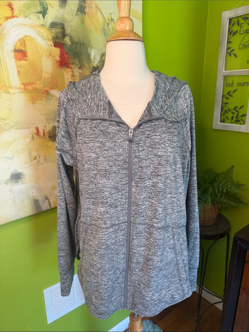 Tangerine Heather Gray Full-Zip Hooded Utility Jacket